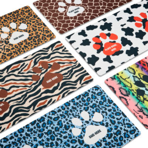 Animal Print Feeding Mat For Dogs Cats Pets Washable Multi Coloured Pooch Accessories